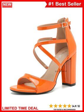Women's Strappy Sandals Block High Heel Ankle Buckle Zip Dress Party Heels